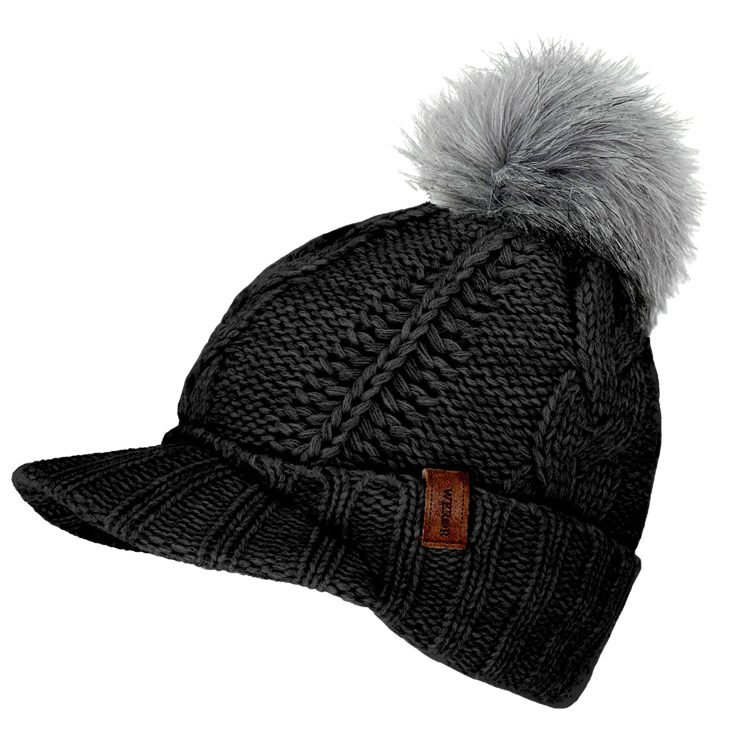 Strickmütze mit Schirm - WEROR-446.1 Schwarz