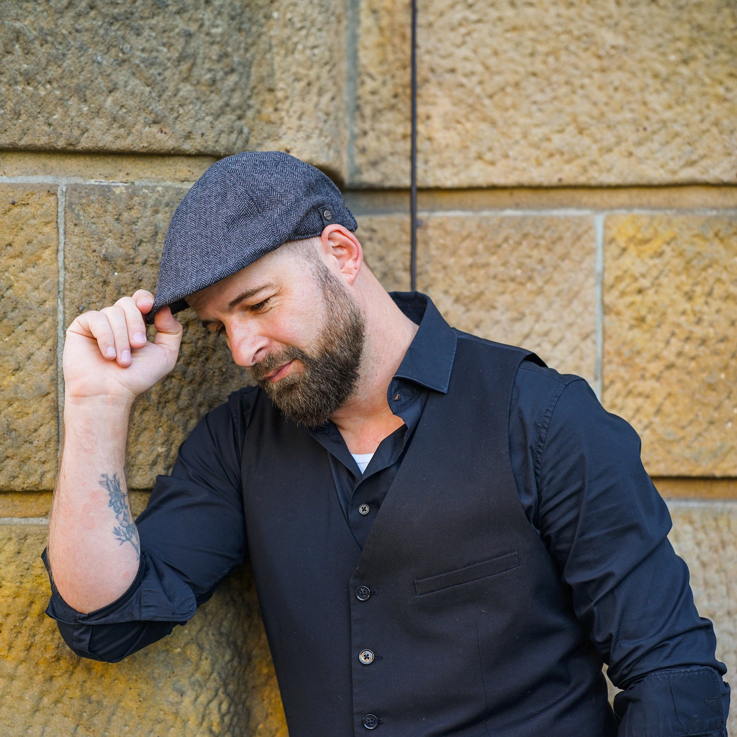 Flatcap - Fischgrät - WEROR-405.1 Grau