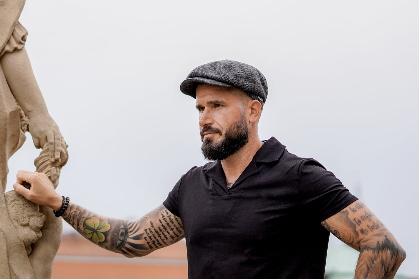 Schiebermütze - Heavy Herringbone Wool - Steppfutter - WEROR-435.1 Grau