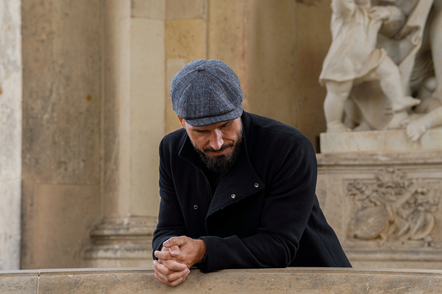 Schiebermütze - Heavy Wool Check - Steppfutter - WEROR-433.1 Grau